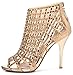 Littleboutique Women Embellished Cutout High Heel Bootie Rhinestone Sandal Heels Dress Sandals Gold 7