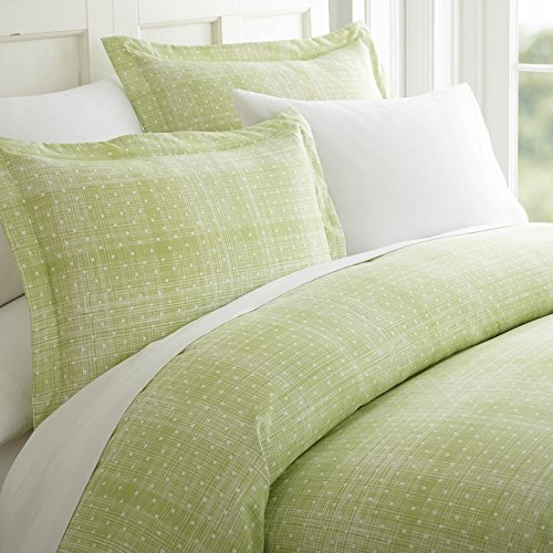 Simply Soft Ultra Soft Polkadot Patterned 3 Piece Duvet Cover Set, Queen, Moss