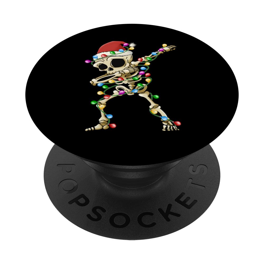 Dabbing Skeleton, Christmas 2023, Dabbing Skull w/ Santa Hat PopSockets Swappable PopGrip