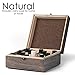 Vintage Essential Oil Box / Case Storage + 288 Labels + Essential Oil Opener + 12 Pipettes - Foam Insert For Travel - Natural Paulownia 25 Holds - Retro Box Match Your Home Decro