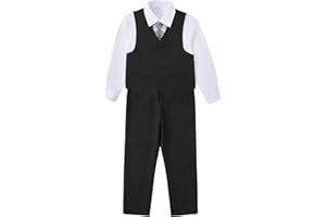 Getthebeauty-style Boys Suit Formal Kids Wedding Outfit 3 Piece Slim Fit Boys Suit Vest Pants Shirt Set with Tie