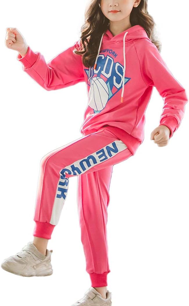 Conjunto Deportivo De 2 Piezas Con Capucha Para Niñas Adolescentes – Sudadera Y Pantalones De Forro Polar Suave