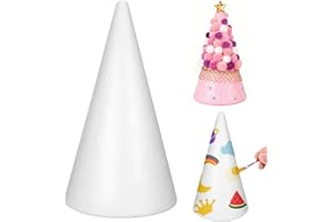 Holibanna Foam Cone Polystyrene Cone Shapes White Christmas Tree Crafts Table Centerpiece Props 1pc 13.6 X 7.7 Inch