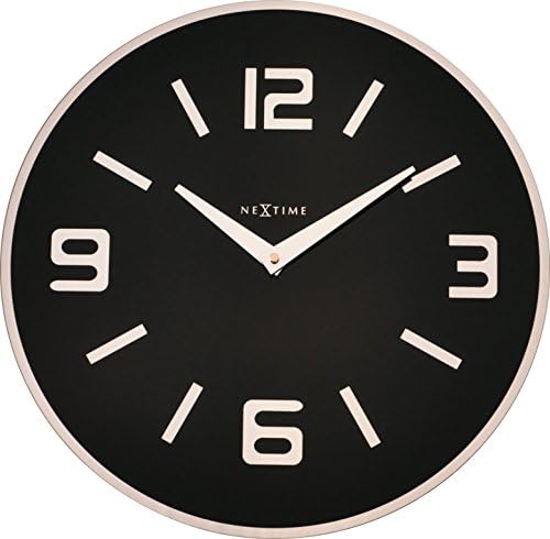 Unek Goods NeXtime Shuwan Wall Clock, Battery Operated, Round Glass, 16.93'' L, Black