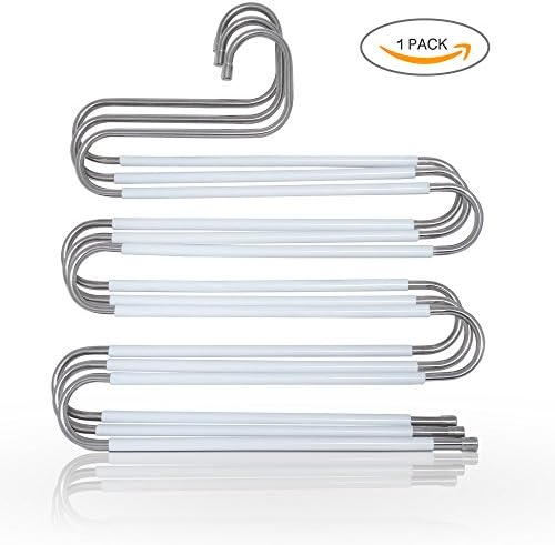 Sortfab Pants Hangers Premium Quality S-Shape 5 Layers Non-slip Stainless Steal Multi-purpose Clothes Hangers - Space Saving Hangers for Hanging Pants, Jeans, Trousers, Scarfs, Ties, Towels -Pack of 1