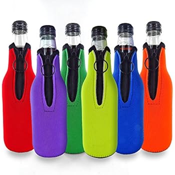 Beer Bottle Cooler Sleeves for Party - Collapsible Neoprene Sleeve with Zipper