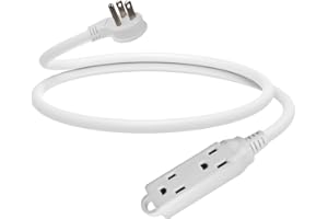 EP 3 Ft Flat Plug Extension Cord, 16 AWG 3 Prong Grounded Low Profile Extension Cable,3 Outlet Extension Wire for Indoor, Whi