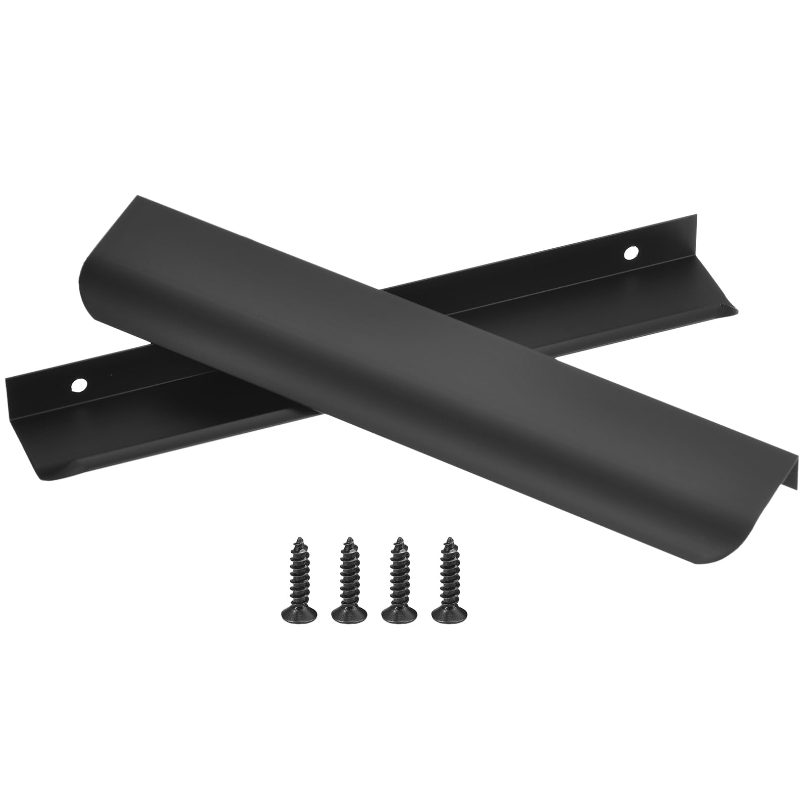Uxcell 10pcs Finger Pulls for Cabinets, Matte Black Edge Drawer Pulls Cabinet Finger Pull 160mm/6.3in Hole Center,Furniture Drawer Handles Hidden Cabinet Handle — image 1