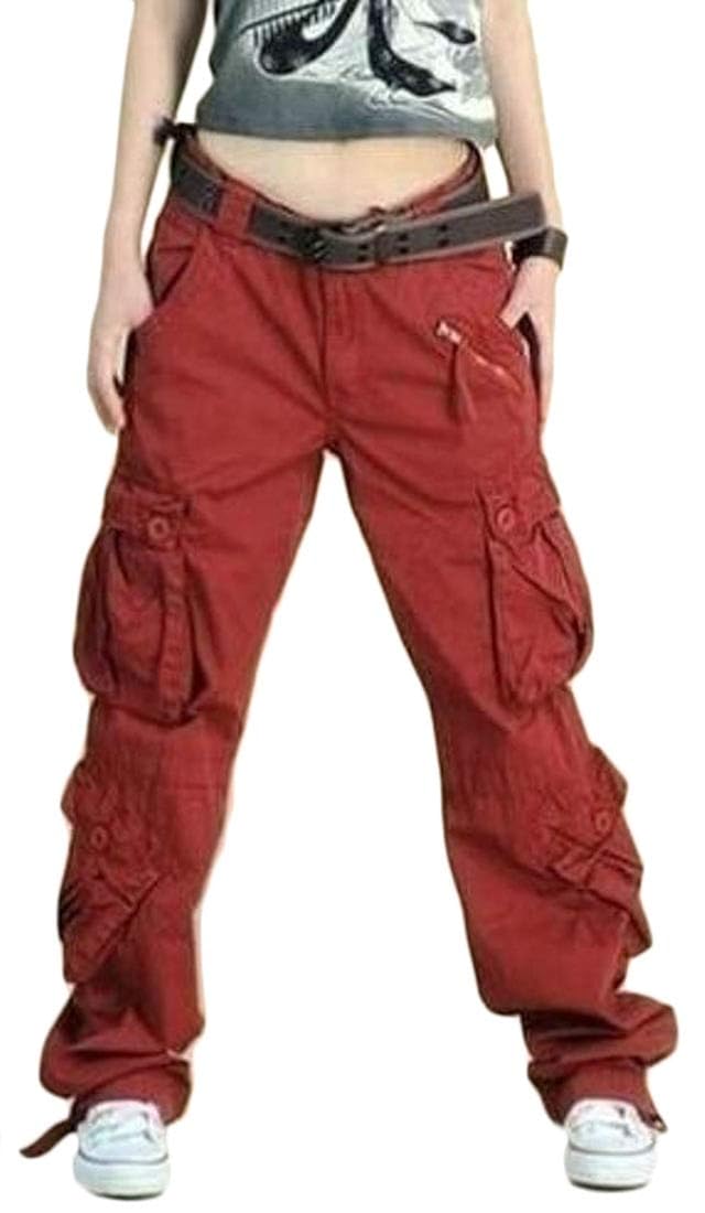 MOUTEN Women Casual Solid Multi Pockets Straight Leg Outdoor Loose Fit