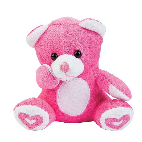 Plush Valentine Bear w/ Embroidered Hearts - One Dozen