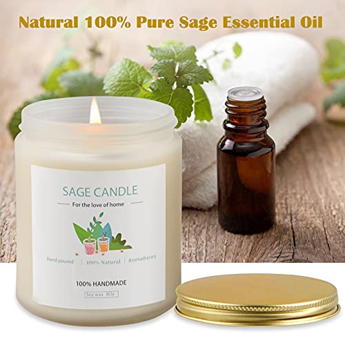 Sage Candles for Cleansing House, 2 Pack 8Oz 100 Hrs. Burning, Soy Wax