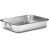 Stainless Steel Turkey Roasting Pan with Rack & Handles, Heavy Duty Food-Safe Turkey Pan Dishwasher Safe, Perfect for Cooking Turkey and Steak for Thanksgiving and Christmas (Standard)