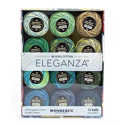 WonderFil 8wt Varigated Eleganza Pack of 12, Meadow