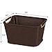 Household Essentials 600 Small Tapered Fabric Storage Bin with Wood Handles | Coffee Linen,Brown
