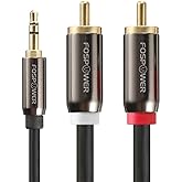 FosPower 3.5mm to RCA Cable (25FT), RCA Audio Cable 24K Gold Plated Male to Male Stereo Aux Cord [Left/Right] Y Splitter Adap