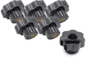 Nxtop Plastic Screw On Type Knurled Clamping Nuts Knob Handle M8 Threaded 7pcs Black