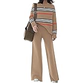 ETCYY NEW Womens Elegant Lounge Sets Knitted Sweatsuit Sets 2 Piece Outfits with Sweater Tops and Wide Leg Sweatpants