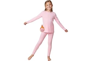 WELAKEN Girls Warm Thermal Underwear Set Kids Winter Base Layer Long Johns Sets for Cold weather/skiing