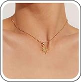 Erimberate Bohemian Northstar Pendant Necklace Tiny Crystal Star Choker Necklace Vintage Star Necklace Jewelry Gold Water Wave Chain Necklace for Women