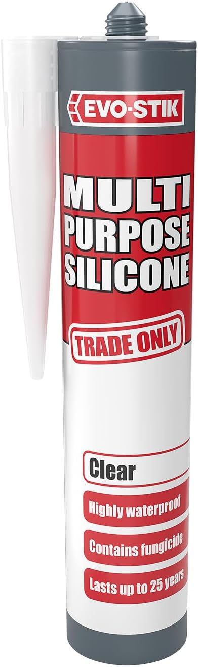 EVO-STIK Multipurpose Silicone Sealant Clear Waterproof Mould Resistant 25 Year