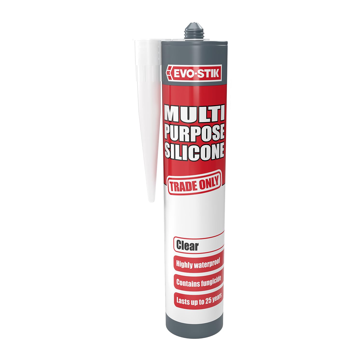 EVO-STIK Multipurpose Silicone Sealant Clear - Waterproof - Mould Resistant - Lasts Up To 25 Years - Interior and Exterior Use