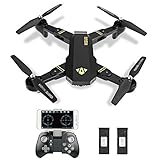 Foldable Drone,Kingtoys 809W RC Drone with camera,2.4GHz 6-Axis Gyro Remote Control Selfie Drone, Wifi FPV Quadcopter with 2pcs 900mAh Li-on battery …