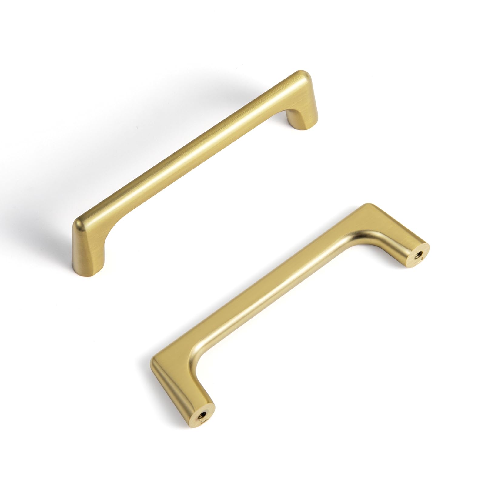 Photo 1 of Goo-Ki Brushed Brass Cabinet Pulls with 3.75'' Hole Centers, Modern Style Zinc Alloy Cabinet Handles for Dresser,Wardrobe,Cupboard- 6 Pack