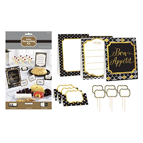 Amscan Black, Gold, and Silver Buffet Decorating Kit (12 Pieces)