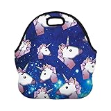 Bonamana Emoji Unicorn Lunch Box Food Container Tote Bag with 3D Printing Digital Pattern for School Picnic Work Office (Unicorn-B)