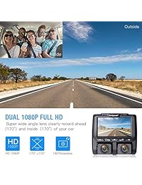 TOGUARD Uber Dual Dash Cam Full HD 1080P + 1080P Cámara interior y exterior del coche Cámara Dash 3 "LCD 340 ° Dashboard Camera con G Sensor, WDR, monitor de estacionamiento, detección de movimiento para Lyft Car Taxi