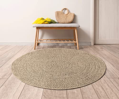 Soil – ca. 160 cm Rund Outdoor Teppich wetterfest Jute-Look Balkon Terrasse