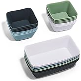 The Silicone Kitchen Reusable Silicone Bento Baking Cup, Non-Toxic, BPA Free, Dishwasher Safe Bento Box Accessories Lunch Box Dividers, Square and Rectangle, 24 Pack, Blue, White, Green