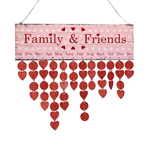 Click Here to See More Images Neartime â¤ï¸Calendar Wood,Hot New Fashion 2018 Wood Birthday Reminder Board Birch Ply Plaque Sign Family &Friends DIY Calendar (Multicolor)