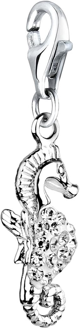 Nenalina charm seahorse pendent in 925 sterling silver for all common charm carriers 716187-001, White, 18mm x 30mm