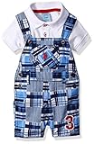 U.S. Polo Assn. Baby Boys' 2 Piece Shirt and Shortall Set, Multi Plaid, 3/6M