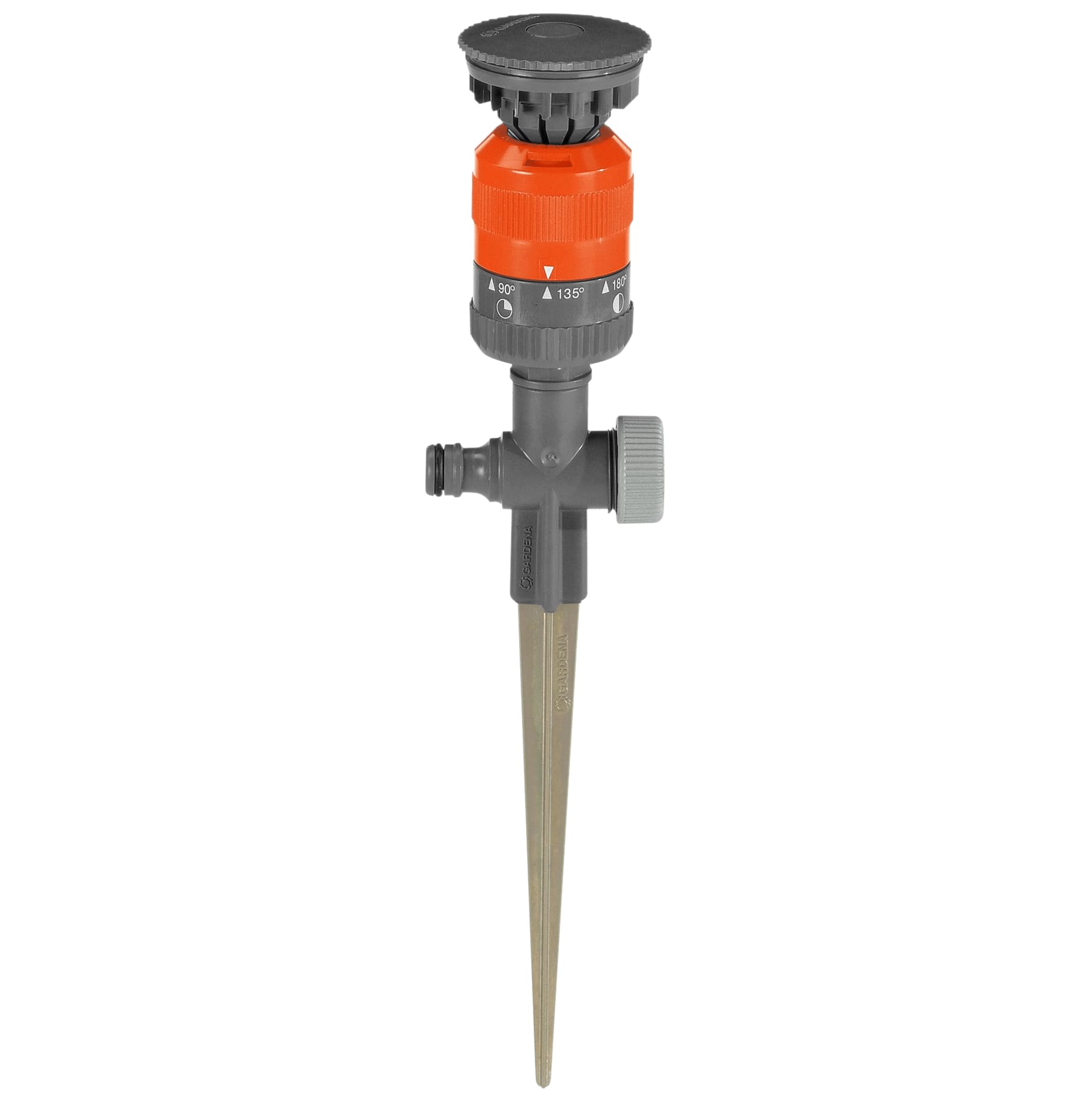Gardena Comfort Circular Sprinkler Vario: Spray sprinkler for even water distribution, for areas of up to 225 m², 8.5-m range, seven-step sector setting from 90°-360°, stable metal spike (1949-20) — image 1