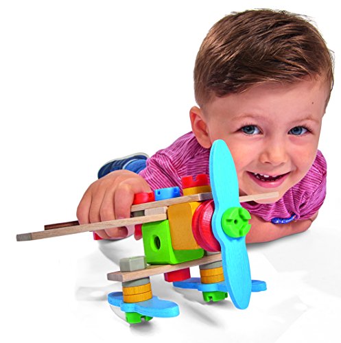 Eichhorn 100039013 - Constructor Flugzeug, 40-tlg., Holz-Konstruktions-Set, 2 verschiedene Modellvarianten baubar, FSC… – Bild 7