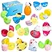 WATINC 24 Pcs Easter Eggs Filled with Mochi Squishy Colorful Cute Animal Squishy Kawaii Mini Soft Squeeze Toy Fidget Hand Toy for Kids Stress Relief Decoration Simulation Lovely Toy