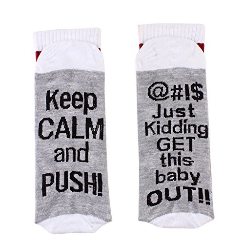 Non-Skid Push Socks,Labor Delivery Hospital Maternity Inspirational Pregnant Push Socks Baby Shower Gift for the Mom to Be (Grey)