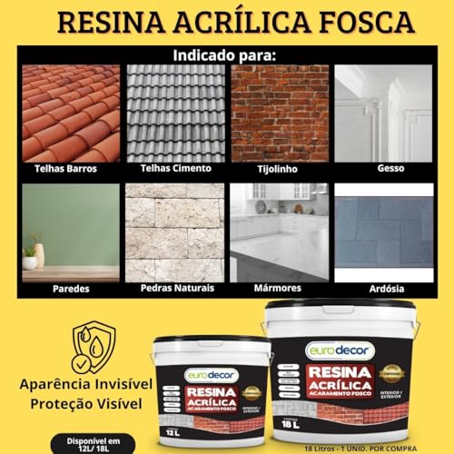 Resina Acrílica Fosca 18L Base Água Incolor Euro Decor Premium