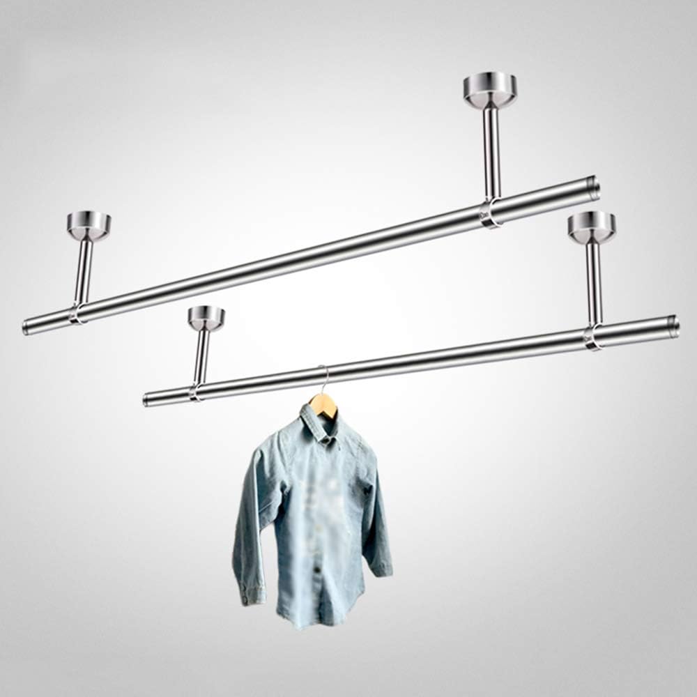 Drying rack - stainless steel fixed, double pole top mounted clothes pole clothes rail, for balcony indoor outdoor