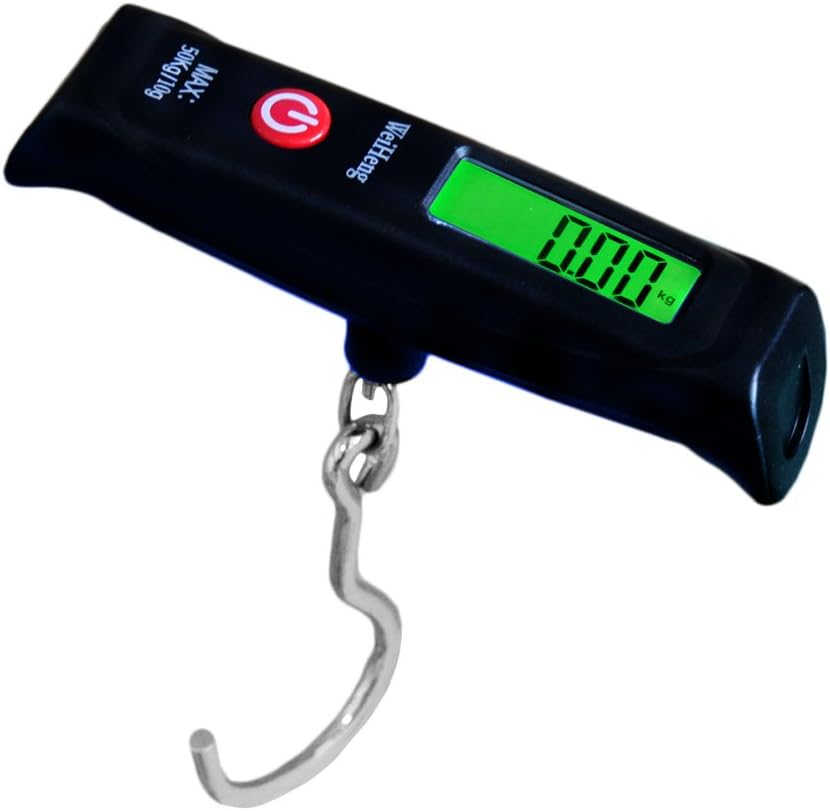WiseField Digital Electronic Hanging Luggage Scale, Tare Function, 110 Pounds, Black