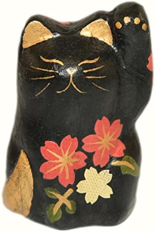 Hidamari no Rara Objet, Osamashi Maiko, Maneki Neko, Cherry Blossom, Mini, Black, Cat, Figurine, Washi, Handrail
