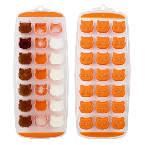 Ice Cube Tray, Candy, Chocolate Mold, Cat Ice Mold, Easy Release, BPA free, 2 Pack, Dishwasher Safe Orange AICHOOF - Thumbnail 7
