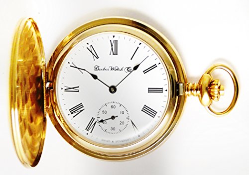 Dueber Swiss Mechanical Pocket Watch, High Polish Gold Hunting Case, Assembled in USA!