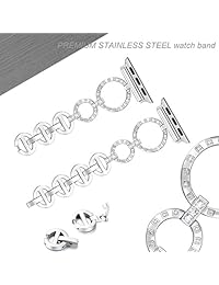 Secbolt 42 mm 44 mm Bling correas compatible Apple Watch Series 4 44 mm, Series 3 2 1 42 mm, reloj para mujer, correa de acero inoxidable de correa en eslabones, 4 colores disponibles