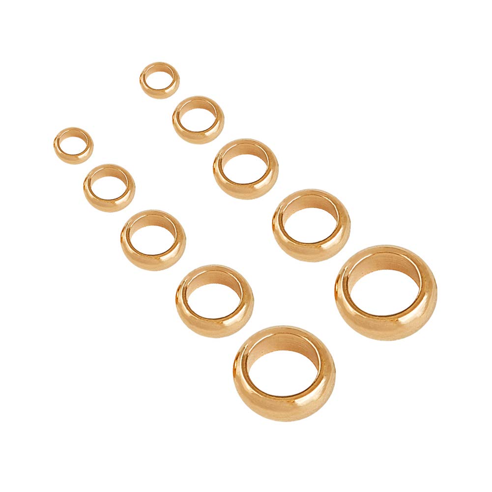 UNICRAFTALE 100pcs 5 Sizes 3/3.5/4/5/6mm Golden Spacer Beads Rondelle Spacer Beads Stainless Steel Loose Beads Smooth Surface Beads Finding for DIY Bracelet Necklace Jewelry Making