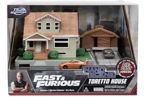 NANO SCENE Jada Toys Fast & Furious Nano Hollywood Rides Dom Toretto's House Display Diorama with Two 1.65" Die-cast Cars, Toys for Kids and Adults (33668)