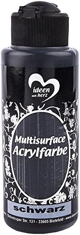 Acrylic Paint "Multisurface" | All Purpose Paint for Painting Wood, Glass, Polyester, Ceramic, Porcelain, Terracotta, Styrofoam, Fabric, Leather | Universal Water Based Paint | 120 ml (Black)