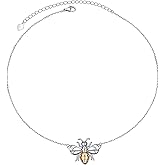 Alphm S925 Sterling Silver Choker honeybee Dainty Bee Pendant Necklac for Women Jewelry